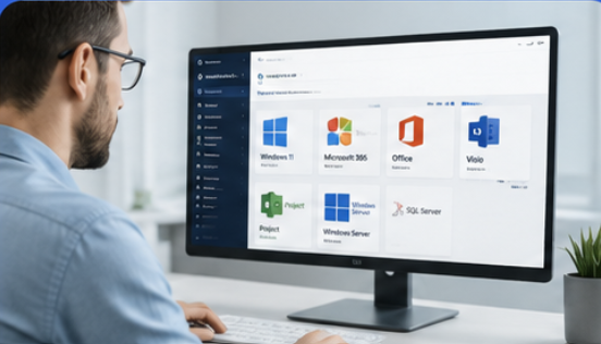 Il cliente sceglie la soluzione software più adatta dall'assortimento di Lizenzdeals24.